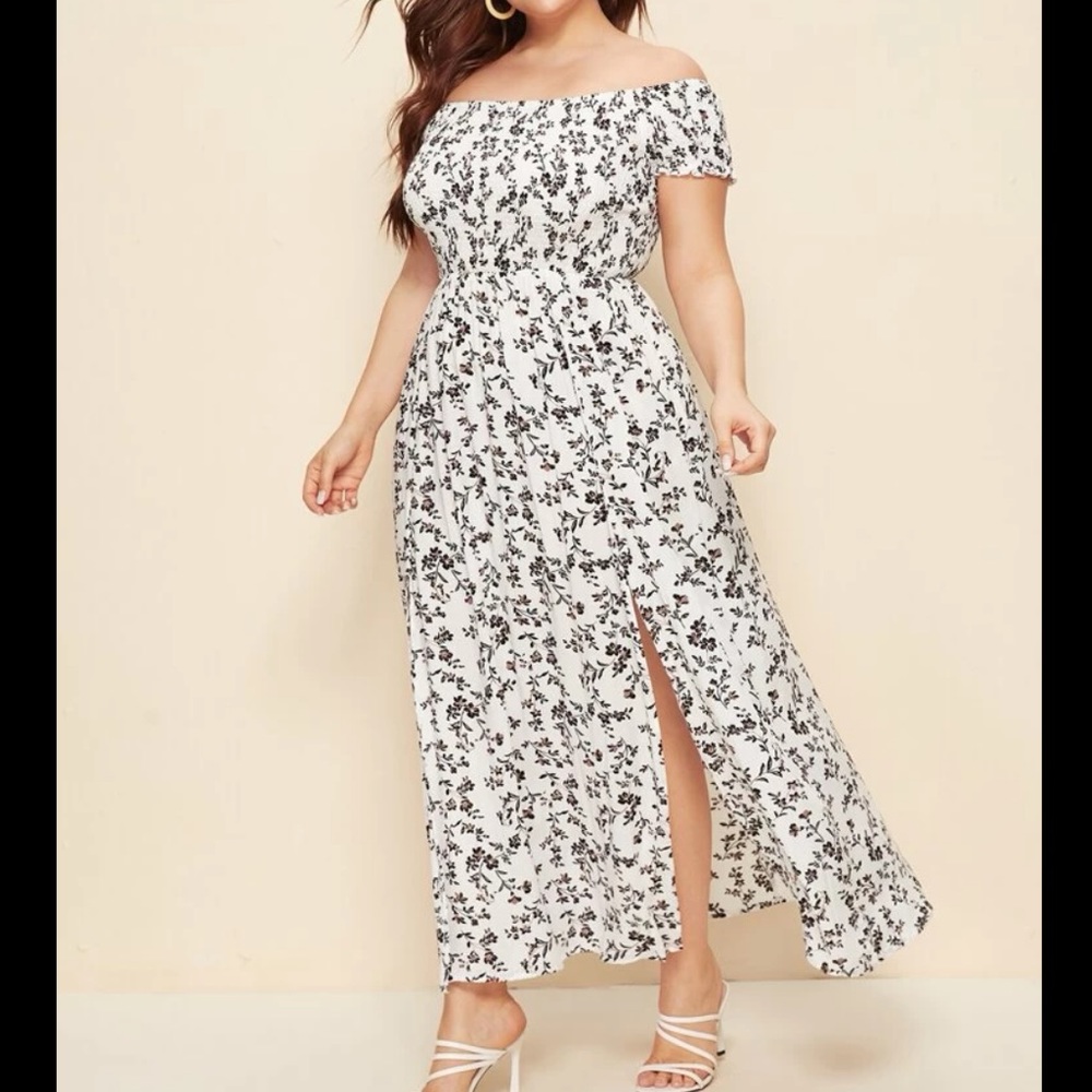 Plus Size Shein Off the Shoulder Floral Maxi Dress 4X